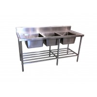 Triple Sink Bench with centre bowl 1800 x 700